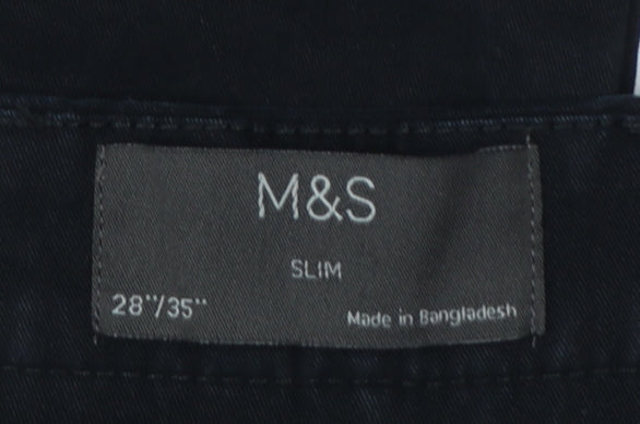 Marks and Spencer Men's Black 28/35 Slim Stretch Chino Trousers