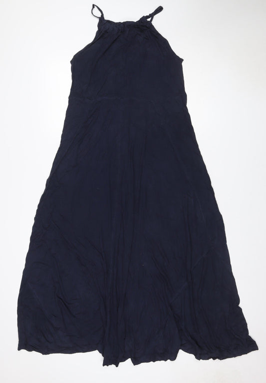 Gap Women’s Navy Blue UK 10 Maxi Strappy Smocked Viscose Dress