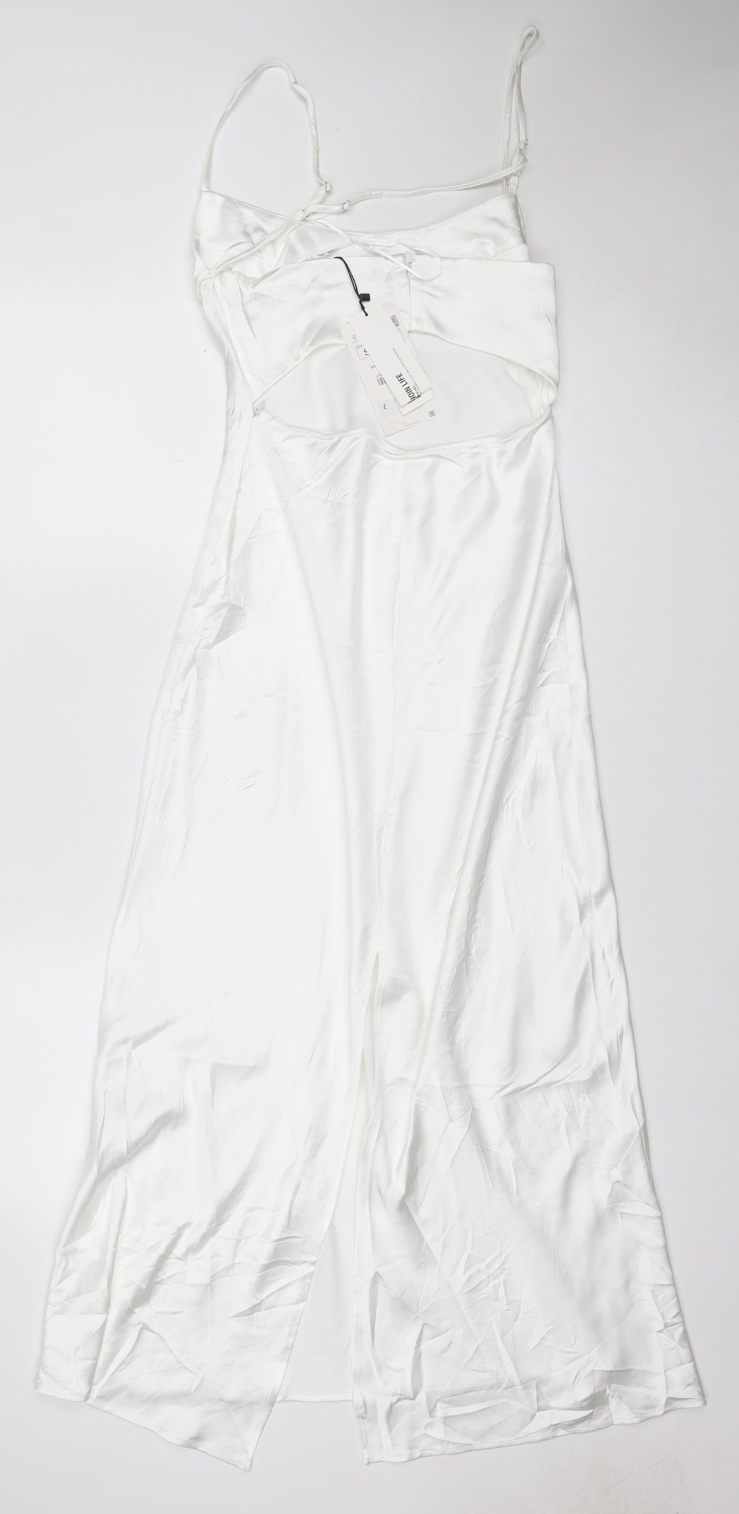Zara Women White S Long Satin Halter Backless Slip Dress