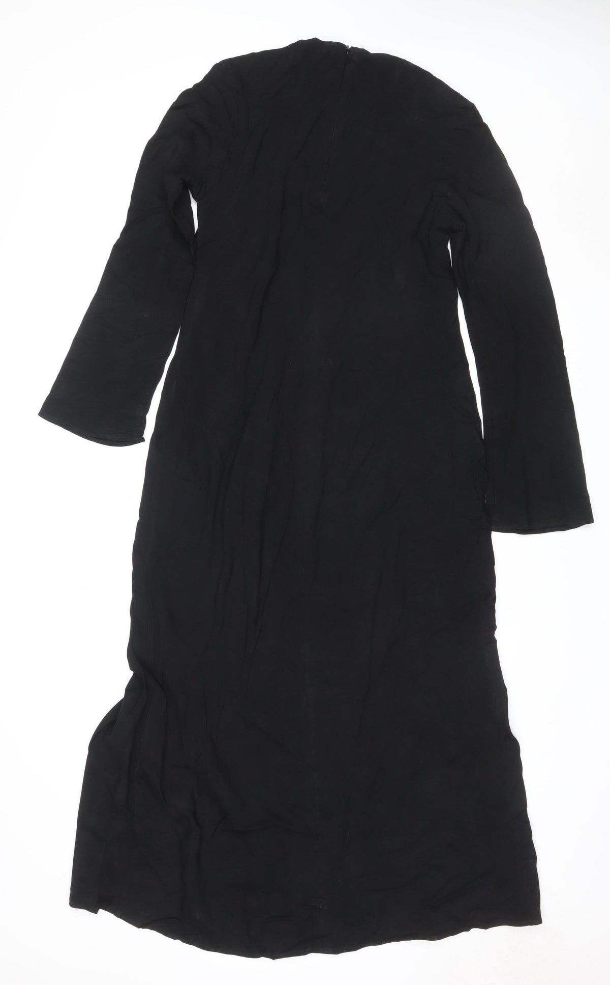 Massimo Dutti Women Black L Midi Sheath Long Sleeve Dress