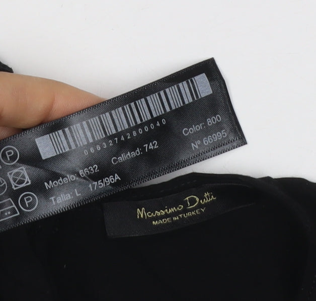 Massimo Dutti Women Black L Midi Sheath Long Sleeve Dress