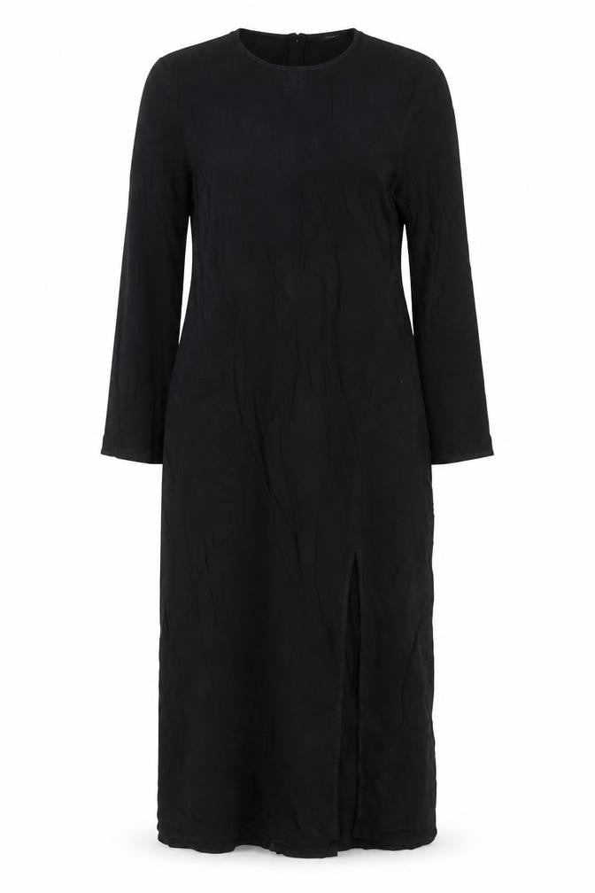 Massimo Dutti Women Black L Midi Sheath Long Sleeve Dress