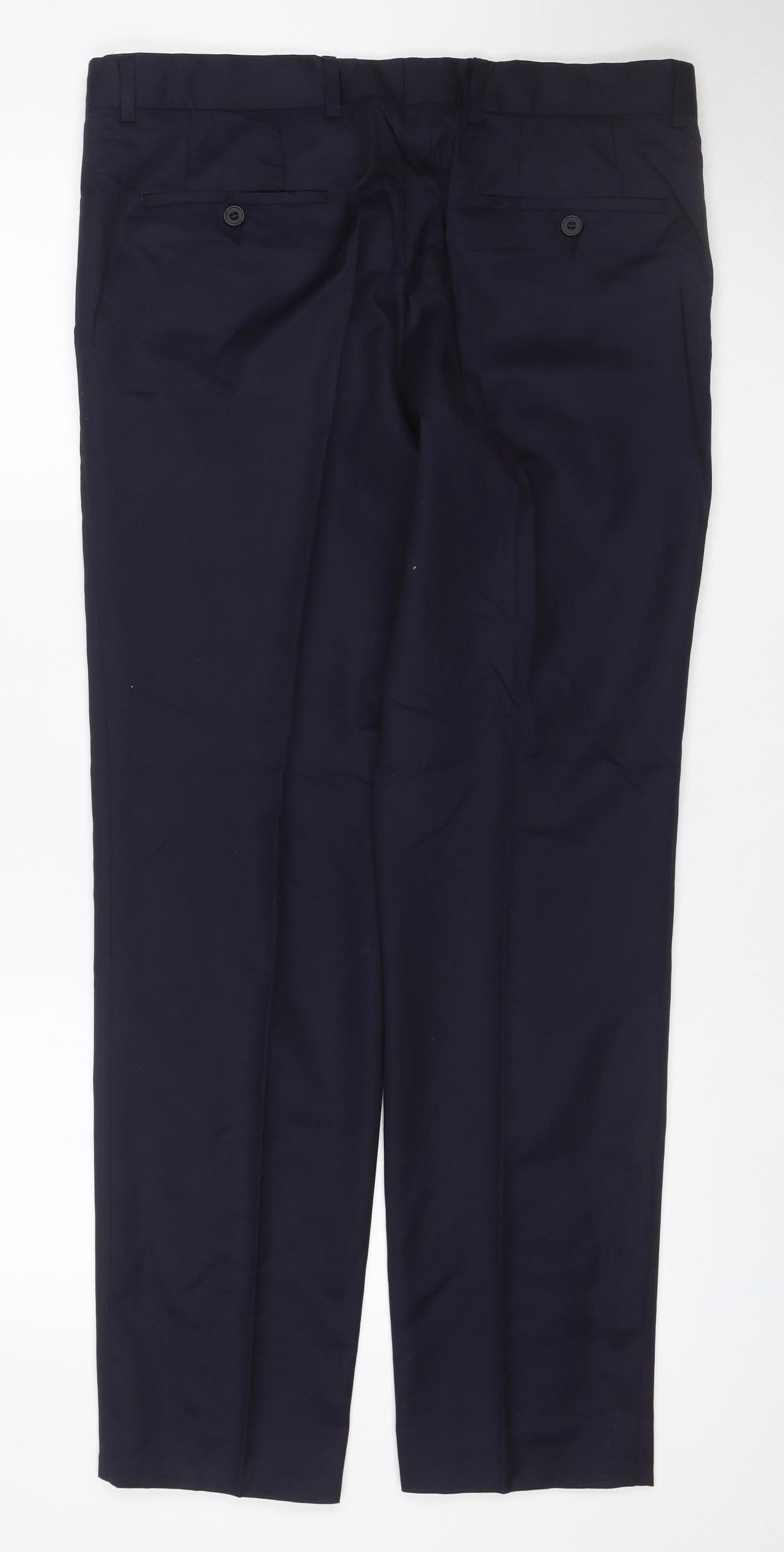 Alfred Brown Mens Blue 34R Wool Leonard Jay Dress Trousers