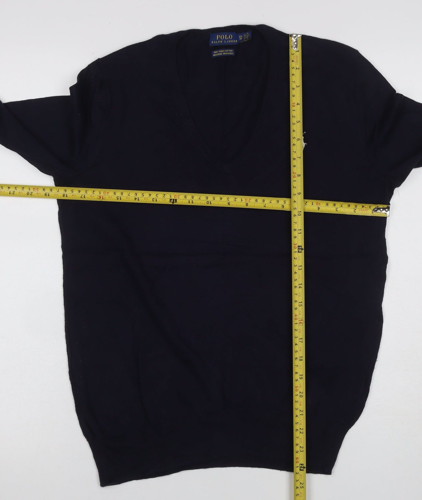 Polo Ralph Lauren Women’s Black XS V-Neck Cotton Knit Jumper