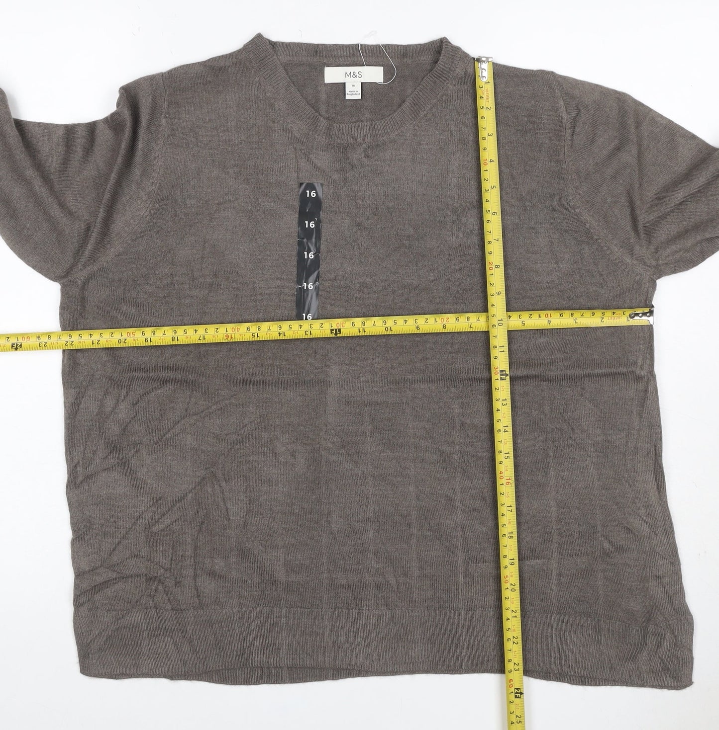 Marks and Spencer Womens Brown Size 16 Cashmere Crew Neck Jumper