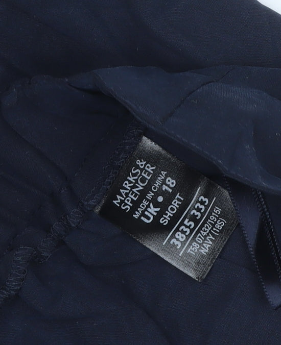 Marks and Spencer Women’s Navy UK 18 Short Wide-Leg Pull-On Trousers