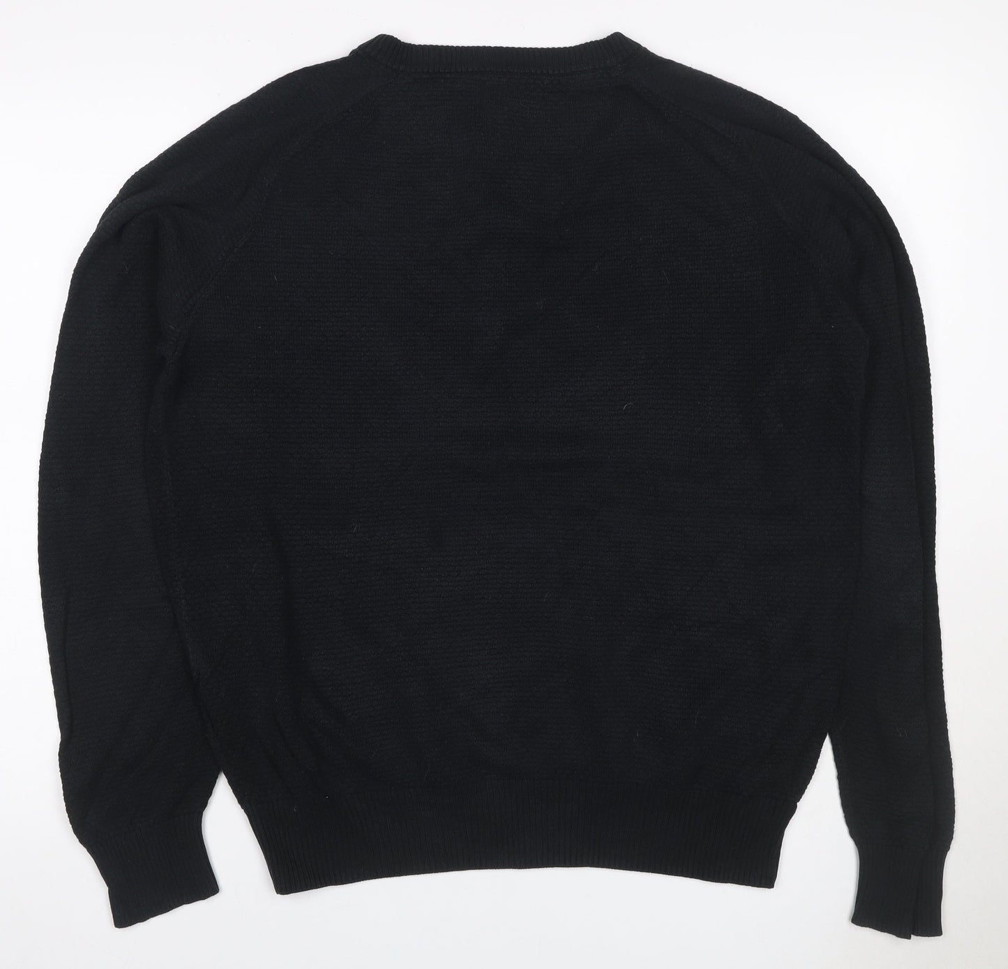 Bench Men’s Black M Henley Cotton Blend Knit Jumper Logo