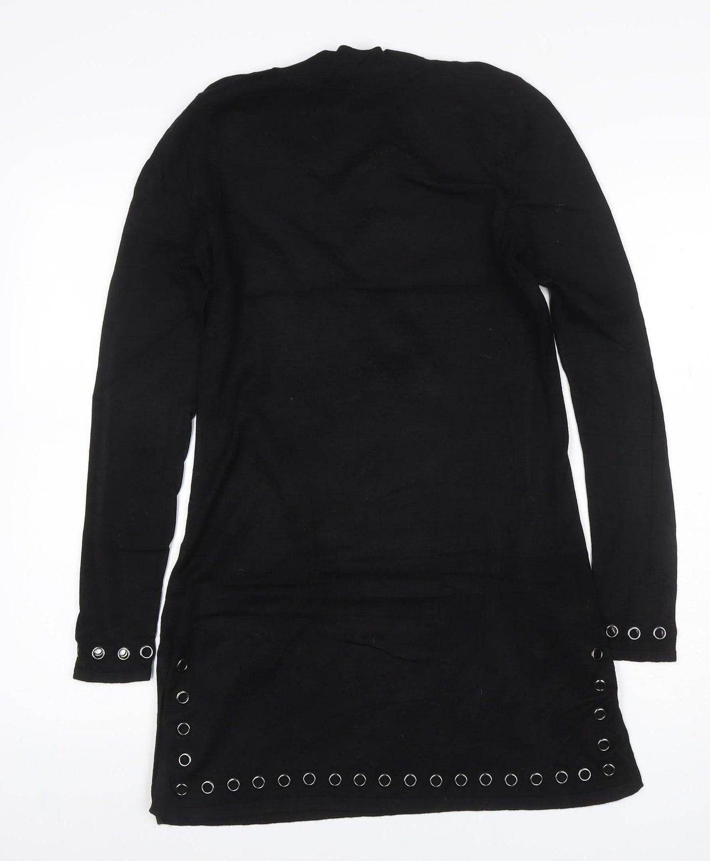 Star by Julien Macdonald Women Black UK 12 Bodycon Knit Eyelet Dress