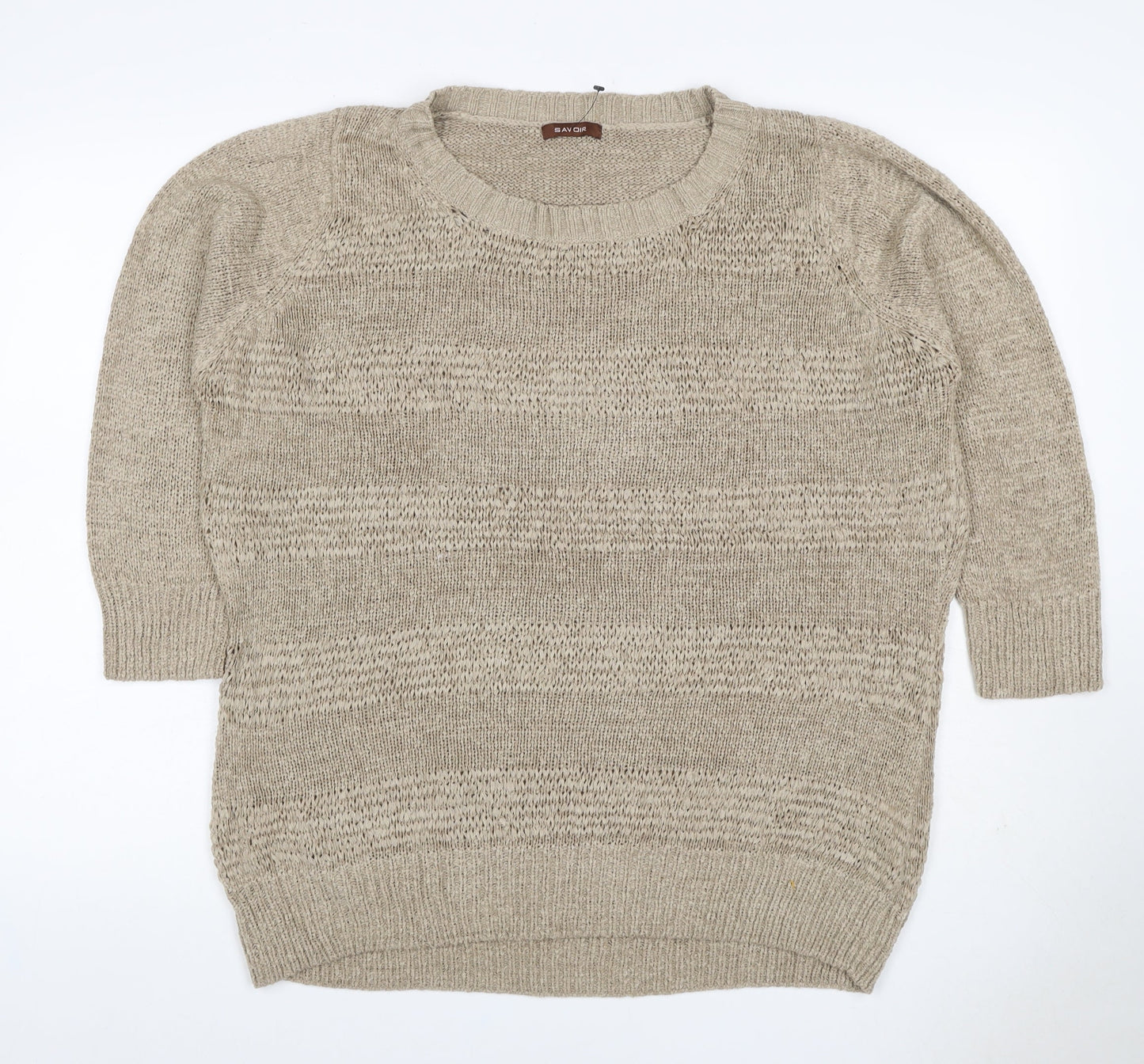 Savoir Women’s Beige UK 18 Textured Knit Crew Neck Pullover Jumper