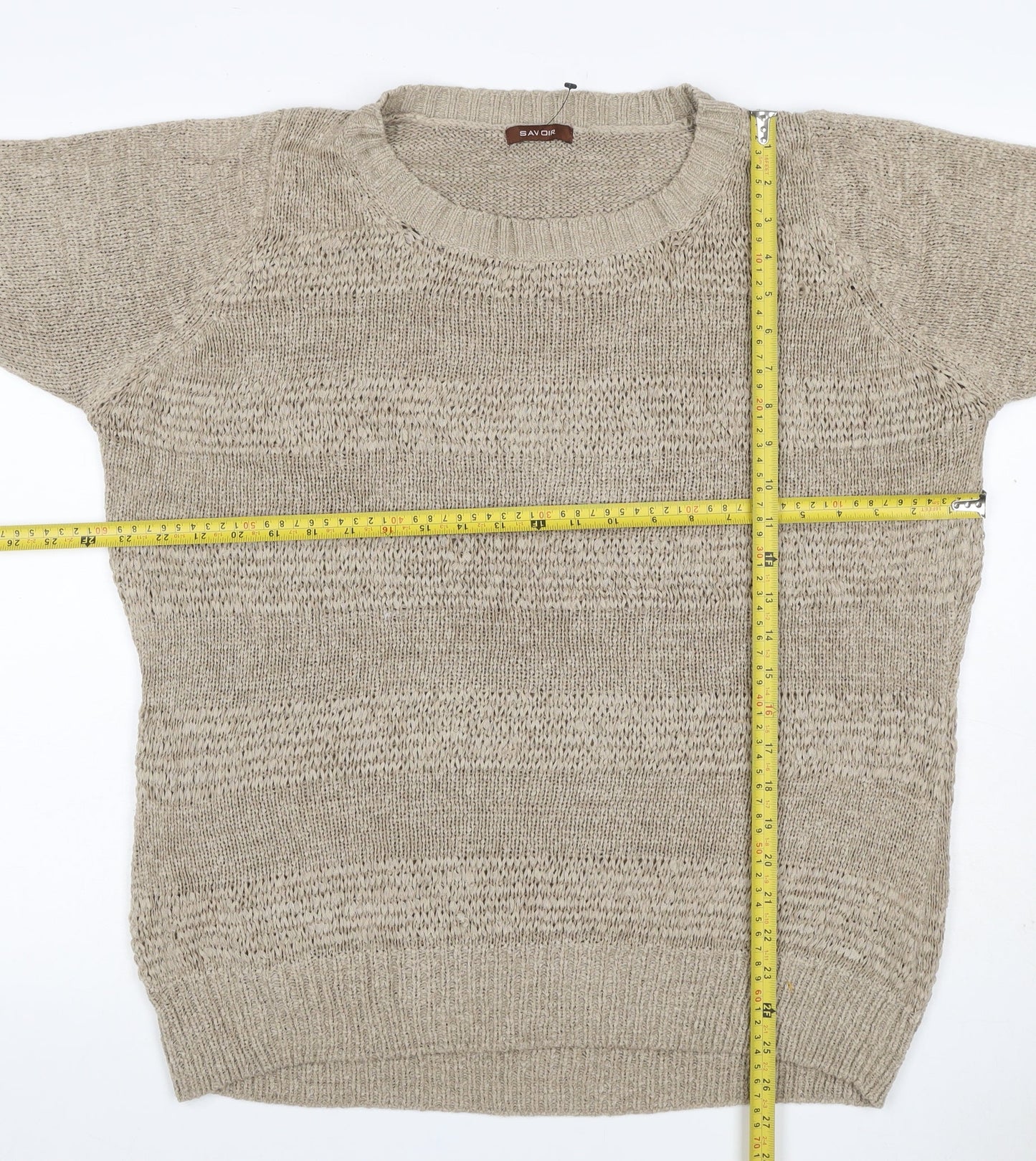 Savoir Women’s Beige UK 18 Textured Knit Crew Neck Pullover Jumper