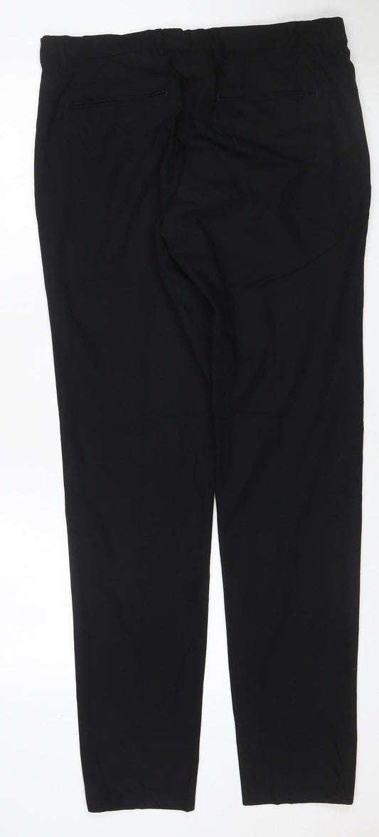 Zara Women Black UK 14 Straight Tailored Viscose Blend Dress Trousers