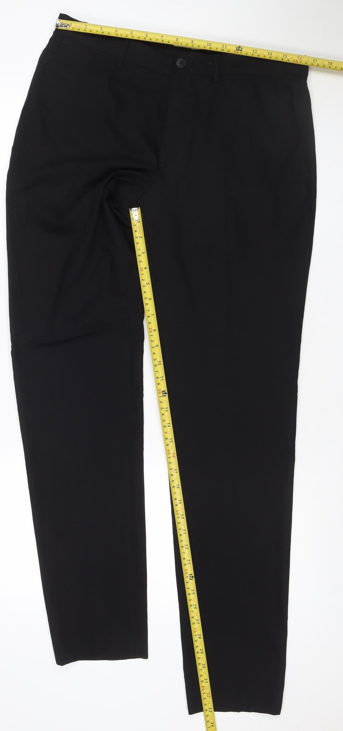 Zara Women Black UK 14 Straight Tailored Viscose Blend Dress Trousers