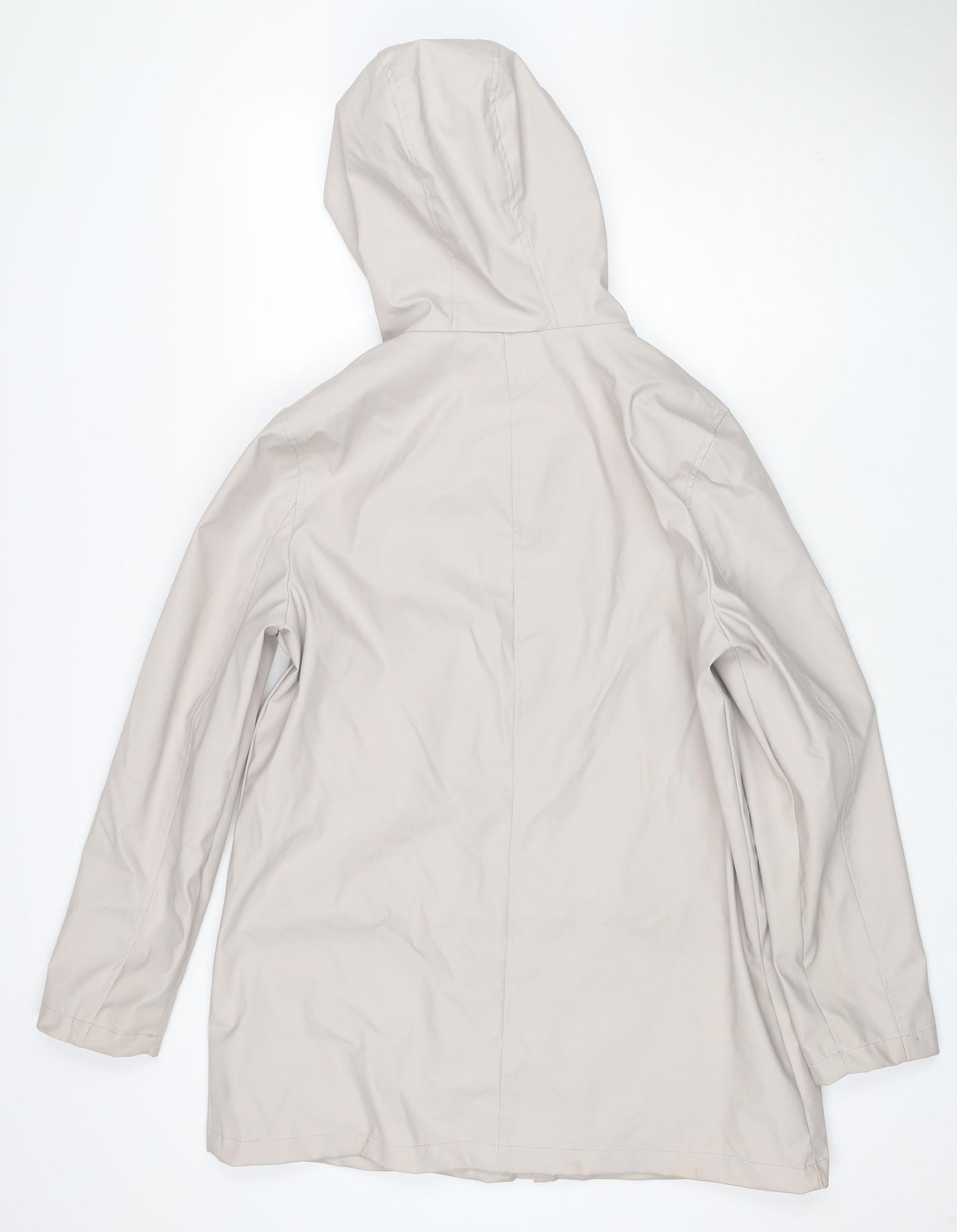 New Look Women’s Ivory Hooded Parka Jacket UK 8 Snap Zip Pockets