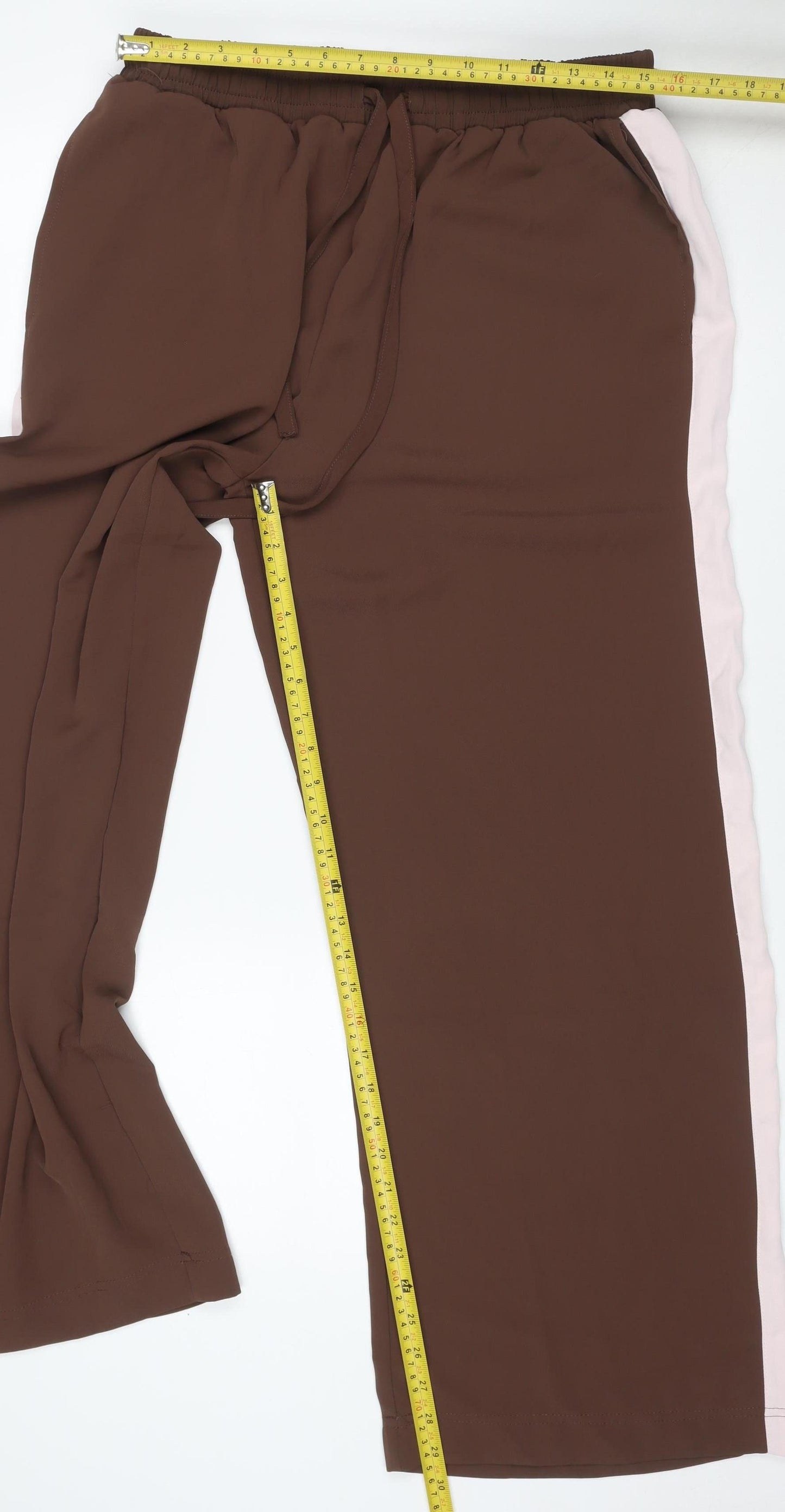 ASOS Design Women Brown Pink Side Stripe Jogger Trousers UK 16