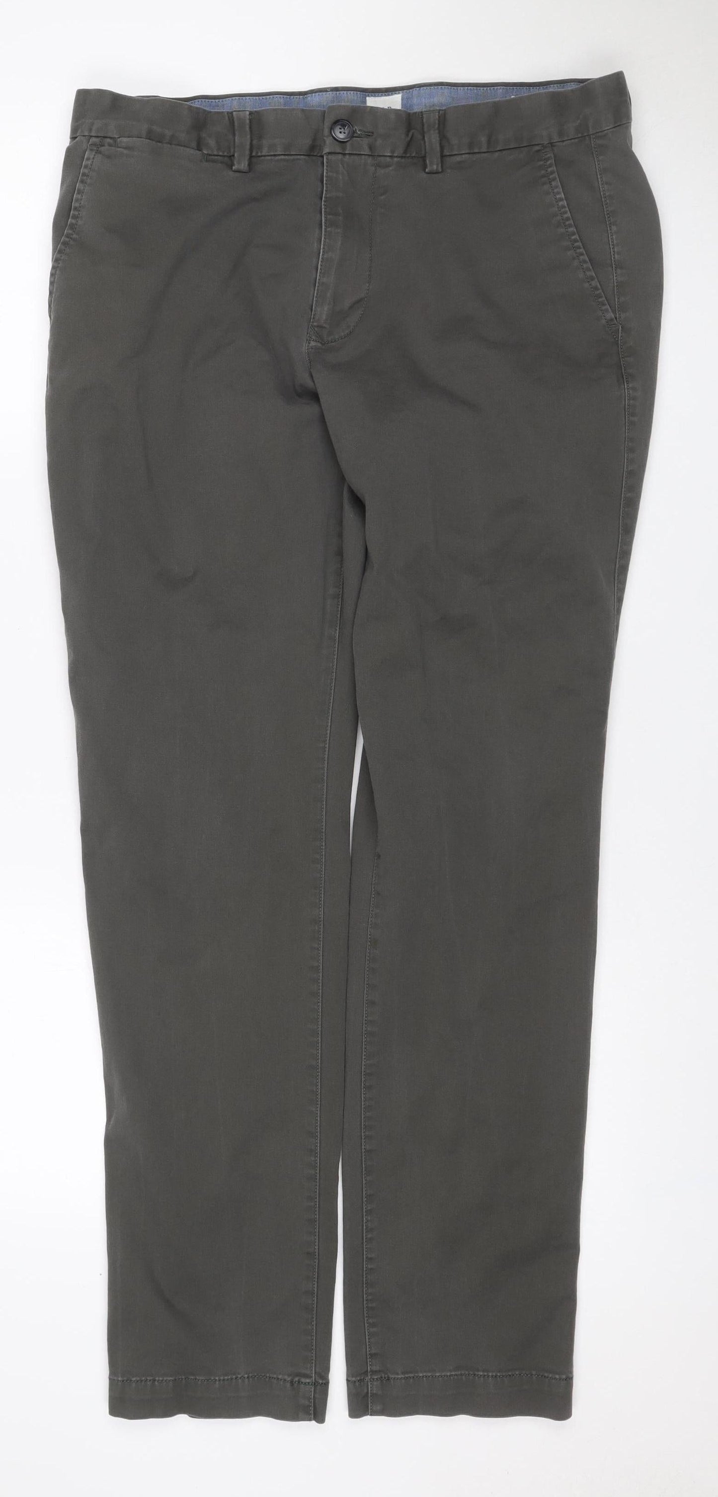 Gap Men’s Grey Chino Trousers 34x32 Straight Leg Cotton Stretch
