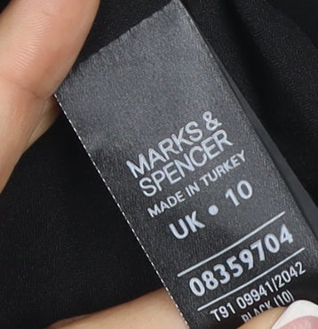 Marks & Spencer Women Black UK 10 Open Front 3/4 Sleeve Blazer