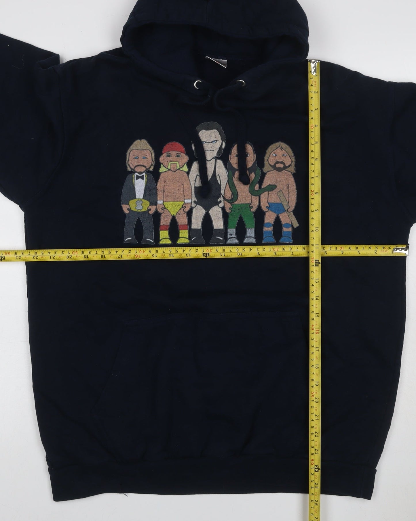 Stars & Stripes Men’s Blue XL Pullover Hoodie Cartoon Wrestling Graphic