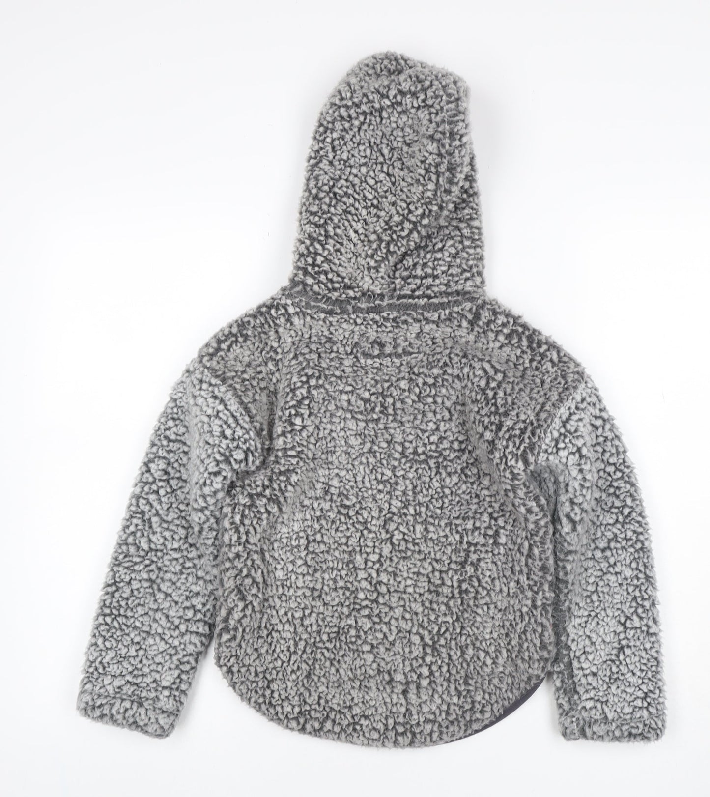 Abercrombie & Fitch Girls Grey 7-8 Years Sherpa Fleece 1/4 Zip Hoodie