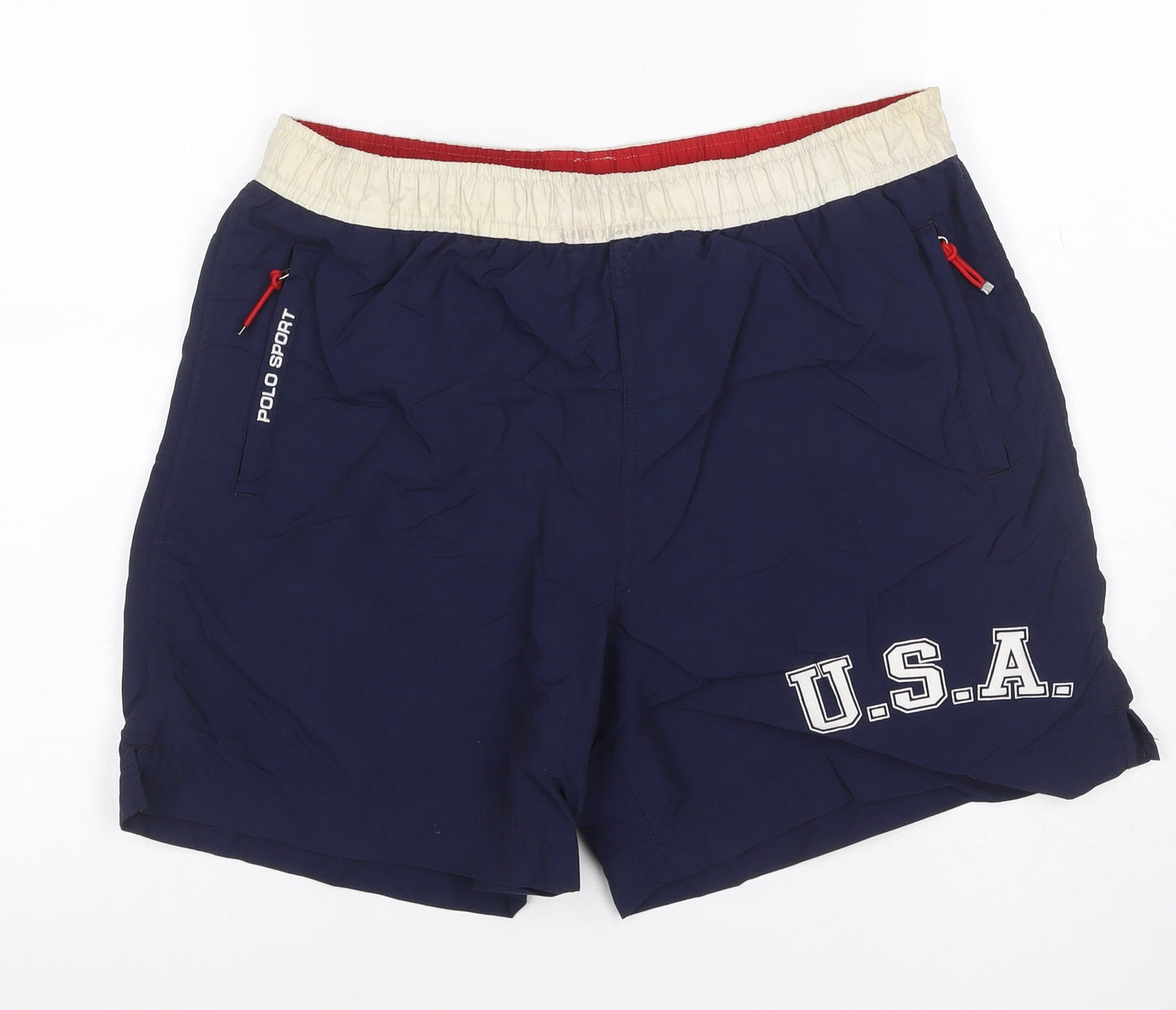 Polo Sport Ralph Lauren Men's Blue S USA Logo Nylon Swim Shorts