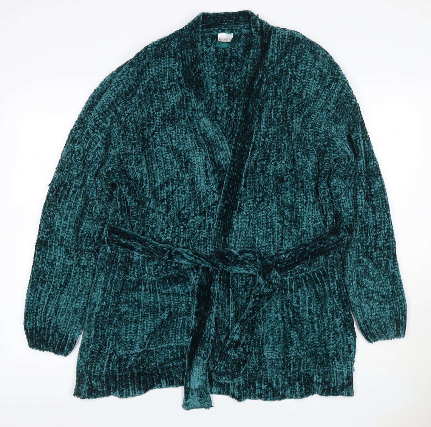 Amart Women Green M Chunky Knit Belted Open Cardigan