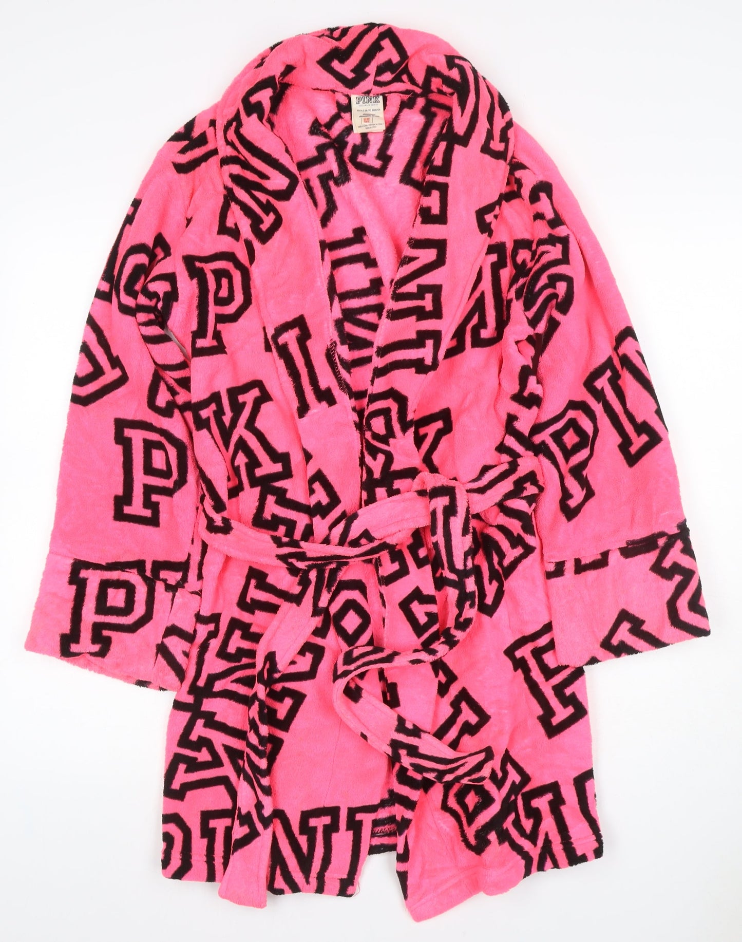 Victoria's Secret PINK Women Pink XS Kimono Fleece Logo Robe