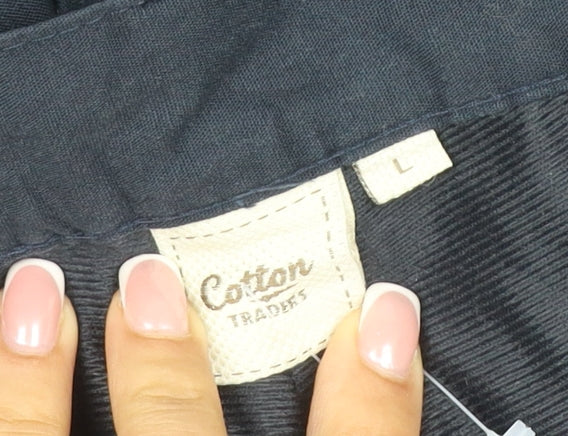 Cotton Traders Men’s Navy Blue L Cargo Trousers Elastic Waist