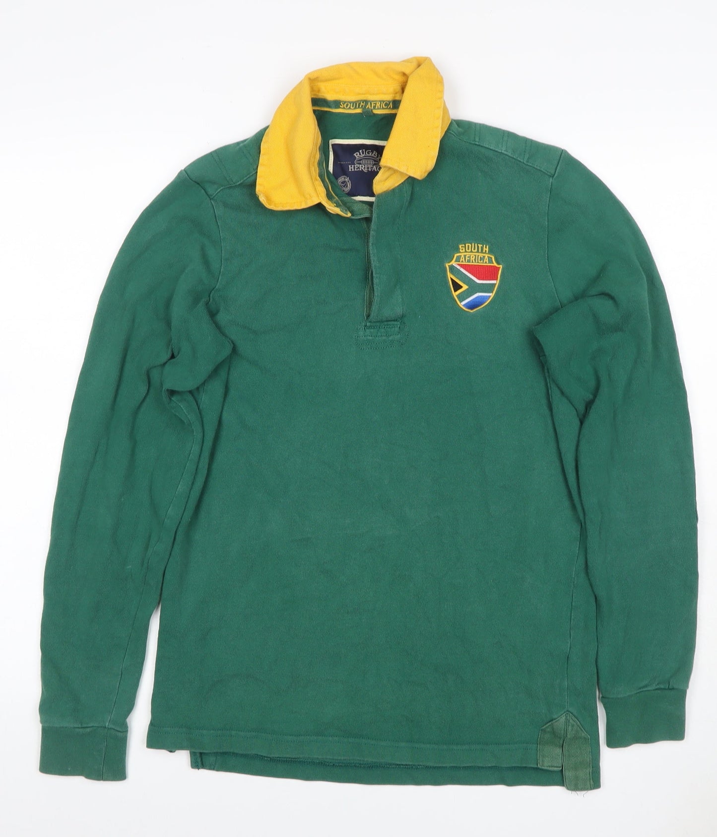 Rugby Heritage Men’s Green S South Africa Embroidered Long Sleeve Polo