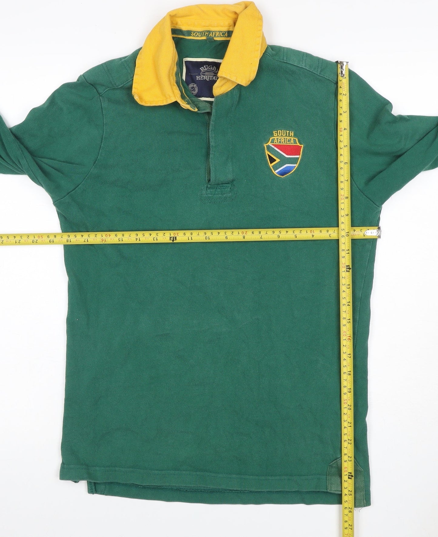 Rugby Heritage Men’s Green S South Africa Embroidered Long Sleeve Polo