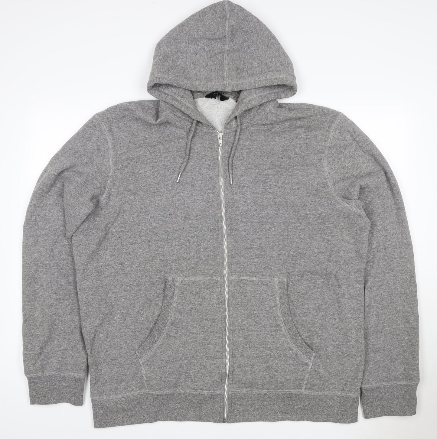 Next Men’s Grey XXL Full Zip Hooded Fleece Hoodie Drawstring Pockets