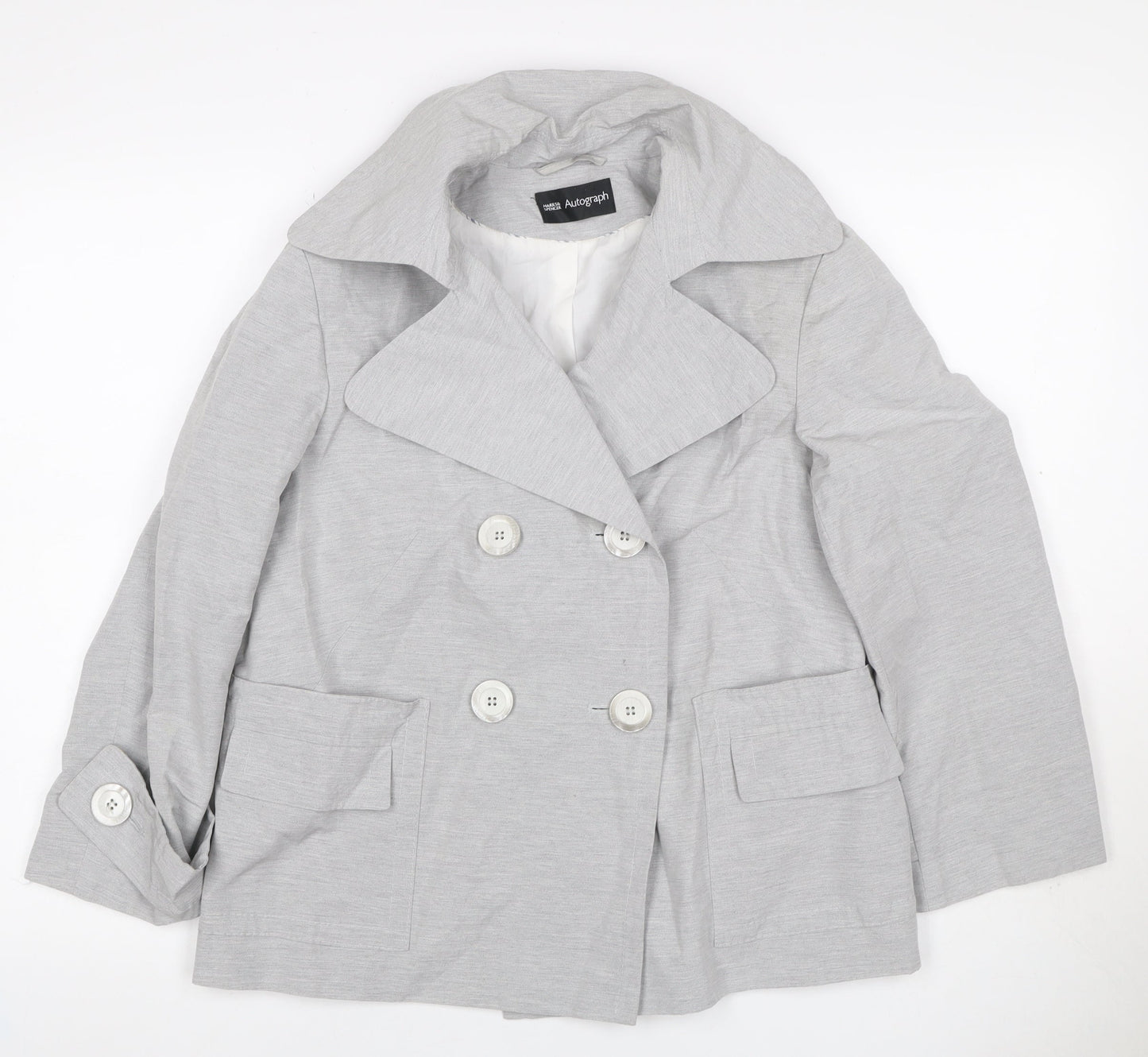 Marks & Spencer Autograph Women Grey UK 12 Linen Blend Trench Coat