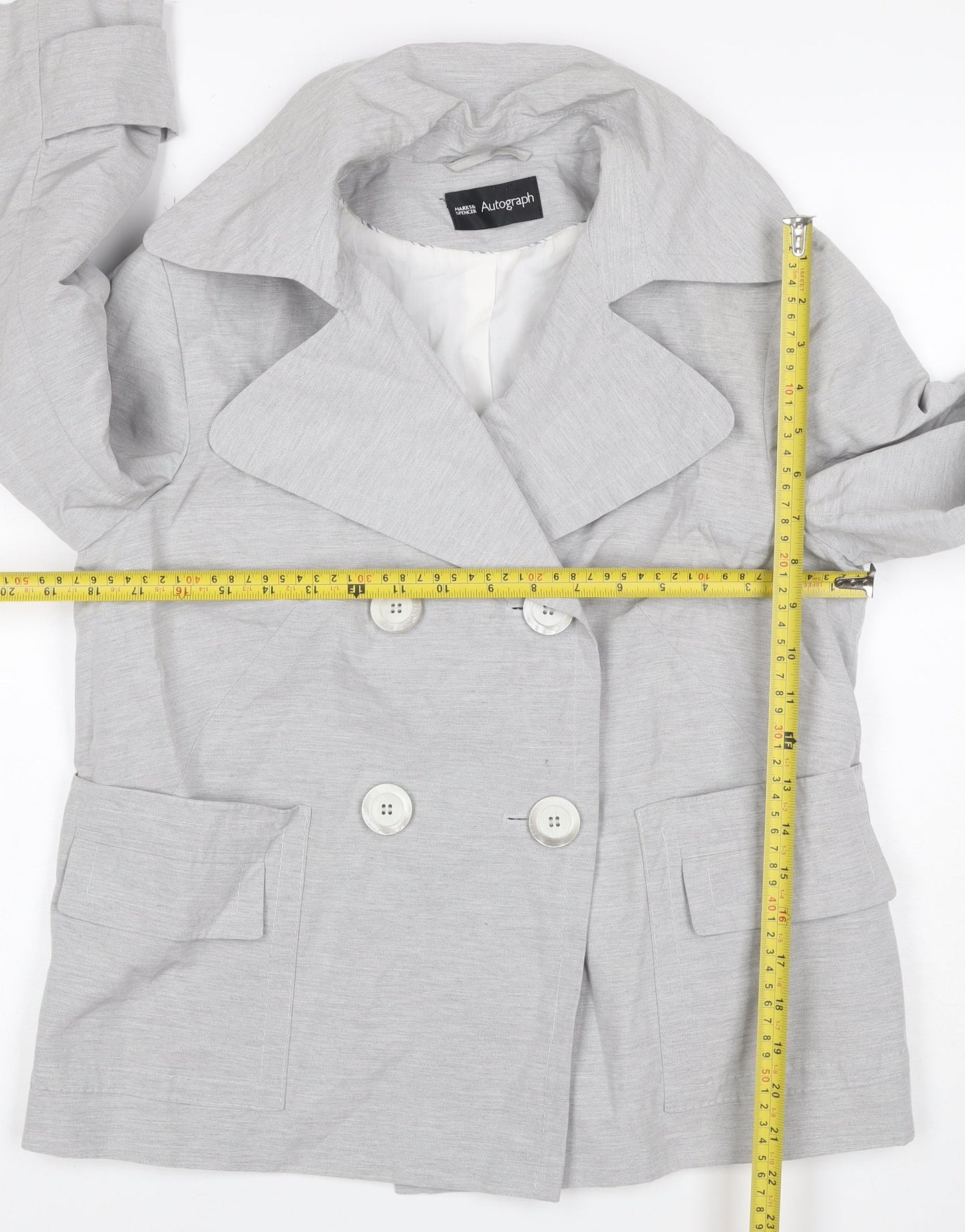 Marks & Spencer Autograph Women Grey UK 12 Linen Blend Trench Coat