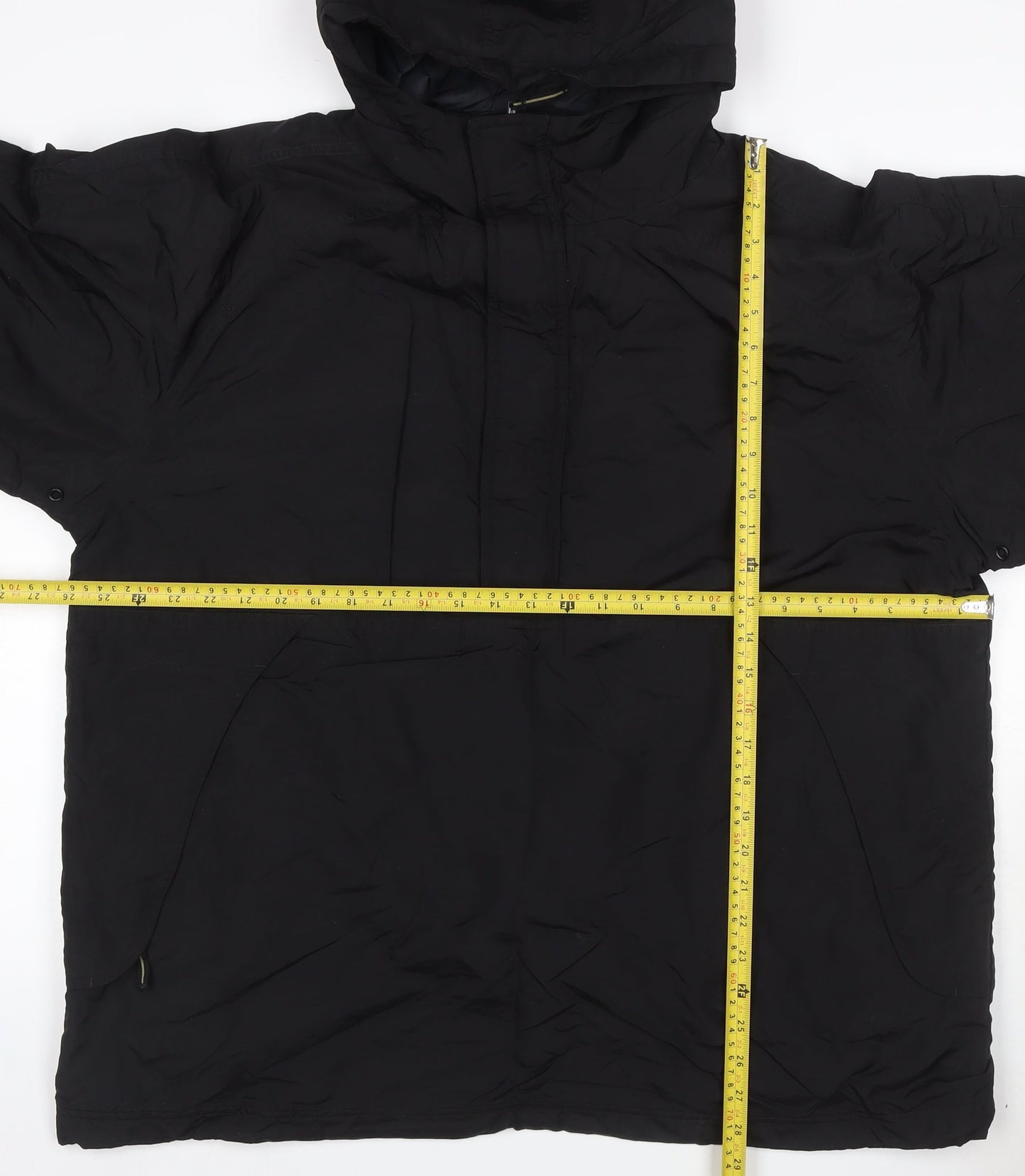 Moto Men's Black L Hooded Padded Anorak Jacket 1/4 Zip