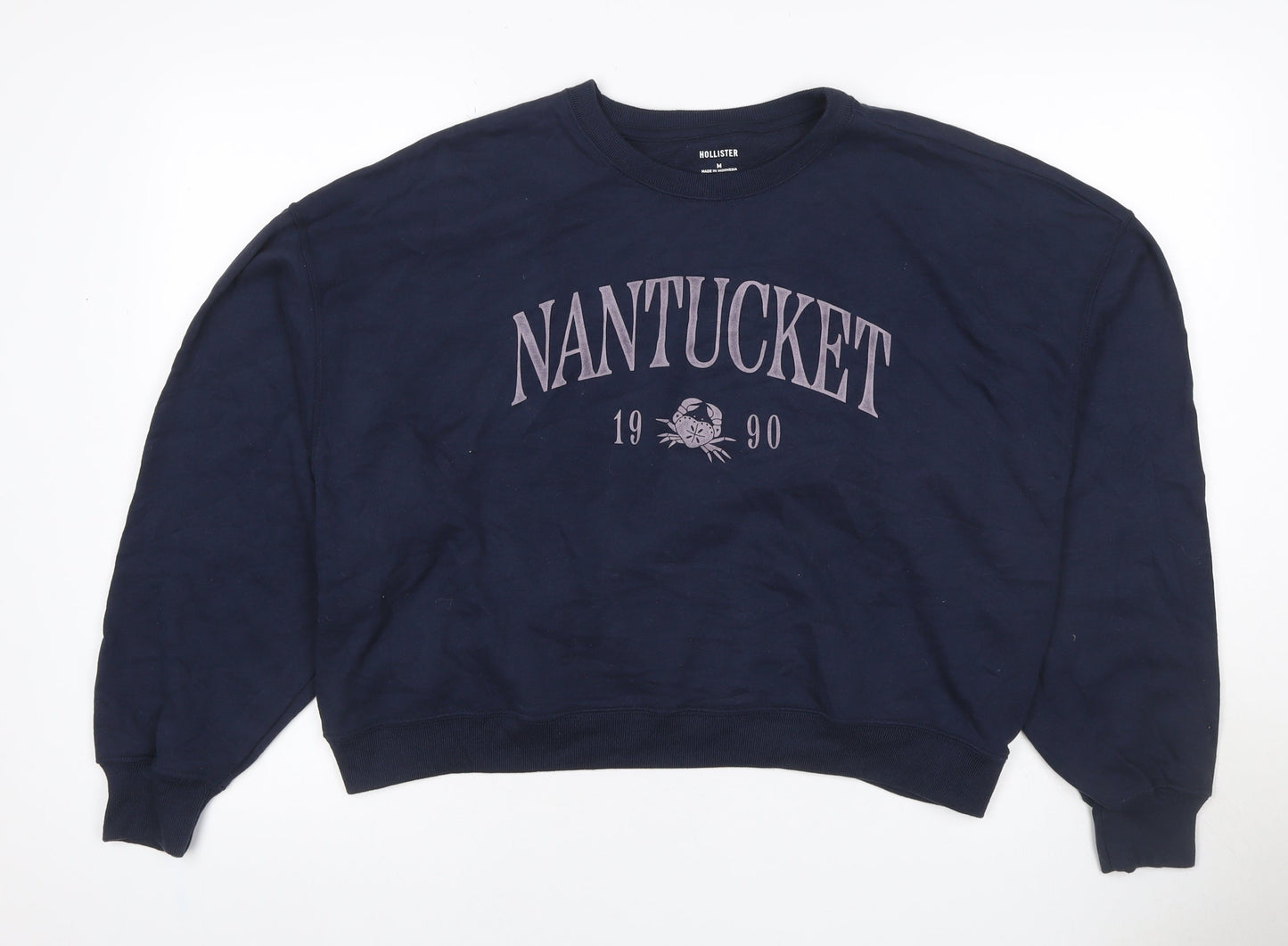 Hollister Women Blue M Nantucket 1990 Graphic Crew Neck Sweatshirt