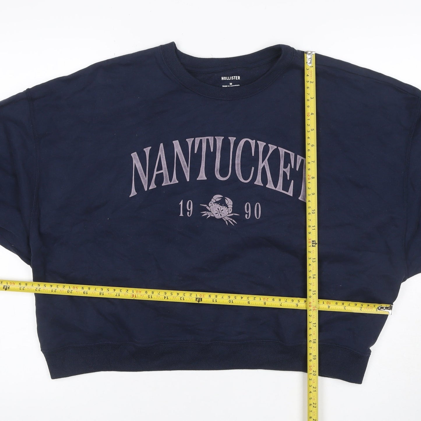 Hollister Women Blue M Nantucket 1990 Graphic Crew Neck Sweatshirt