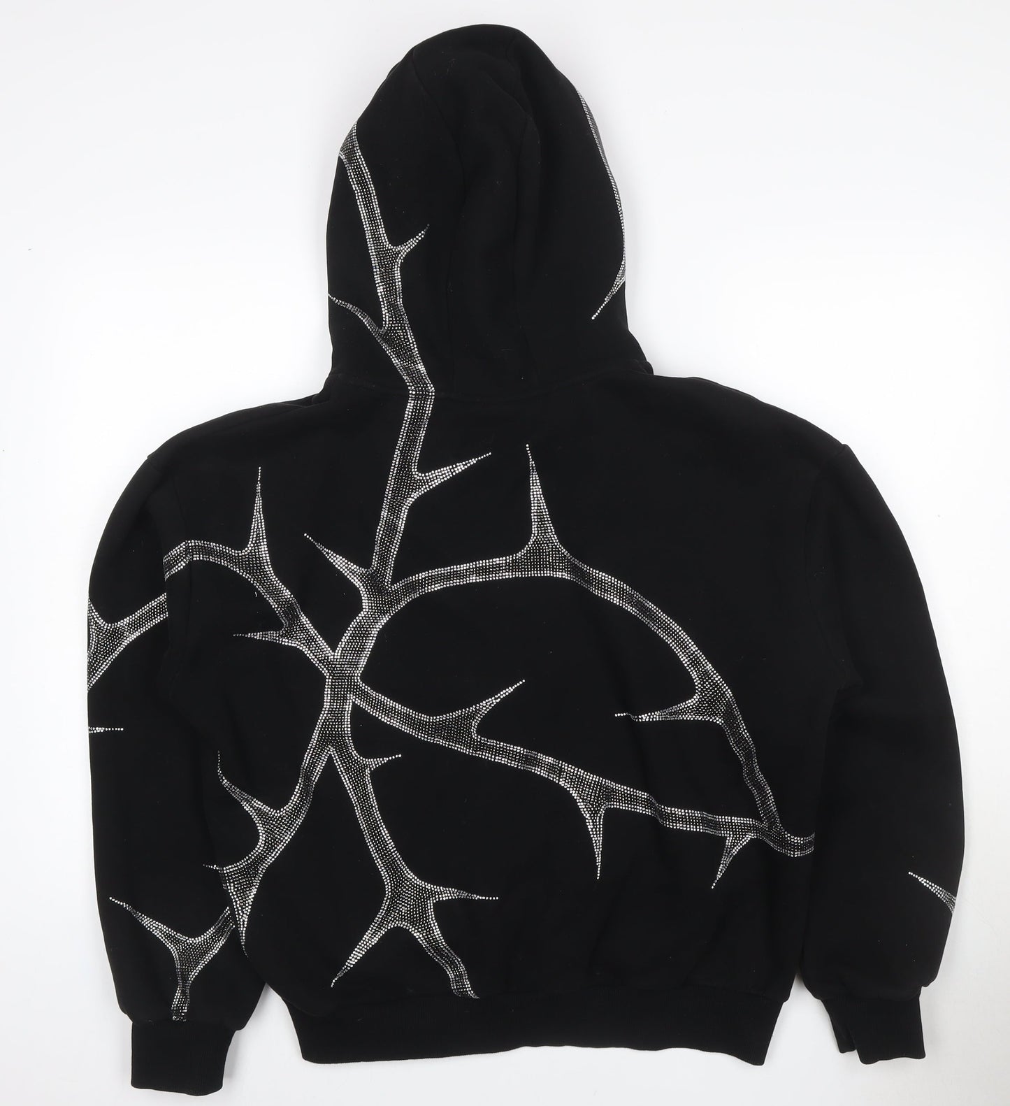 Named Collective Women Black M Full Zip Rhinestone Gothic Hoodie