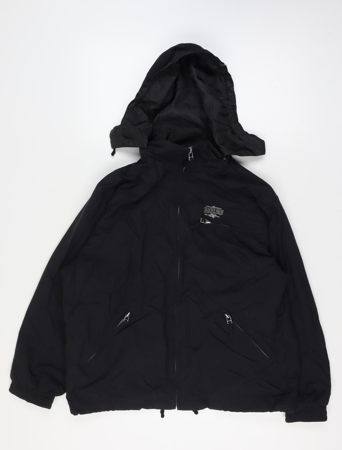 Beach & Snow Men's Black XS Hooded Ski Jacket Zip Pockets