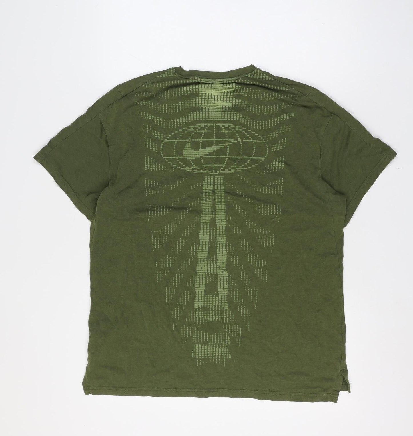 Nike Men’s Green L Nike Pro Logo Graphic Athletic T-Shirt Crew Neck