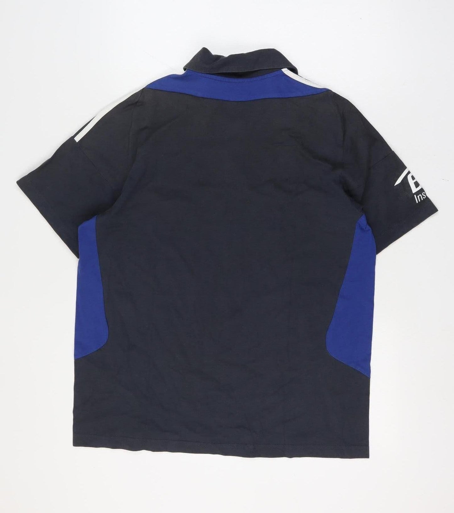 adidas Men’s Black Blue England Cricket Polo Shirt L Jersey