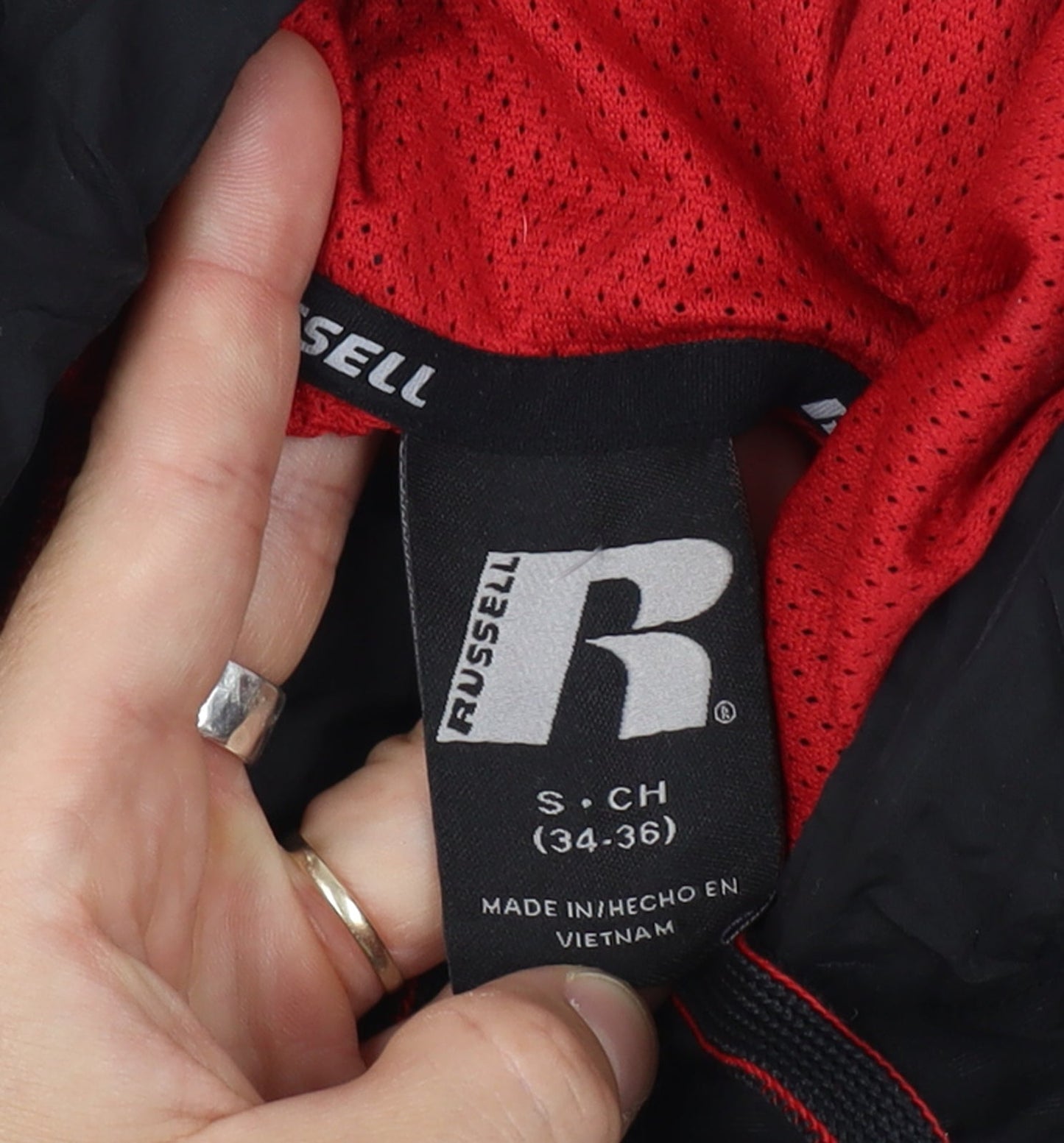 Russell Men’s Black Red Small Hooded Full Zip Track Jacket