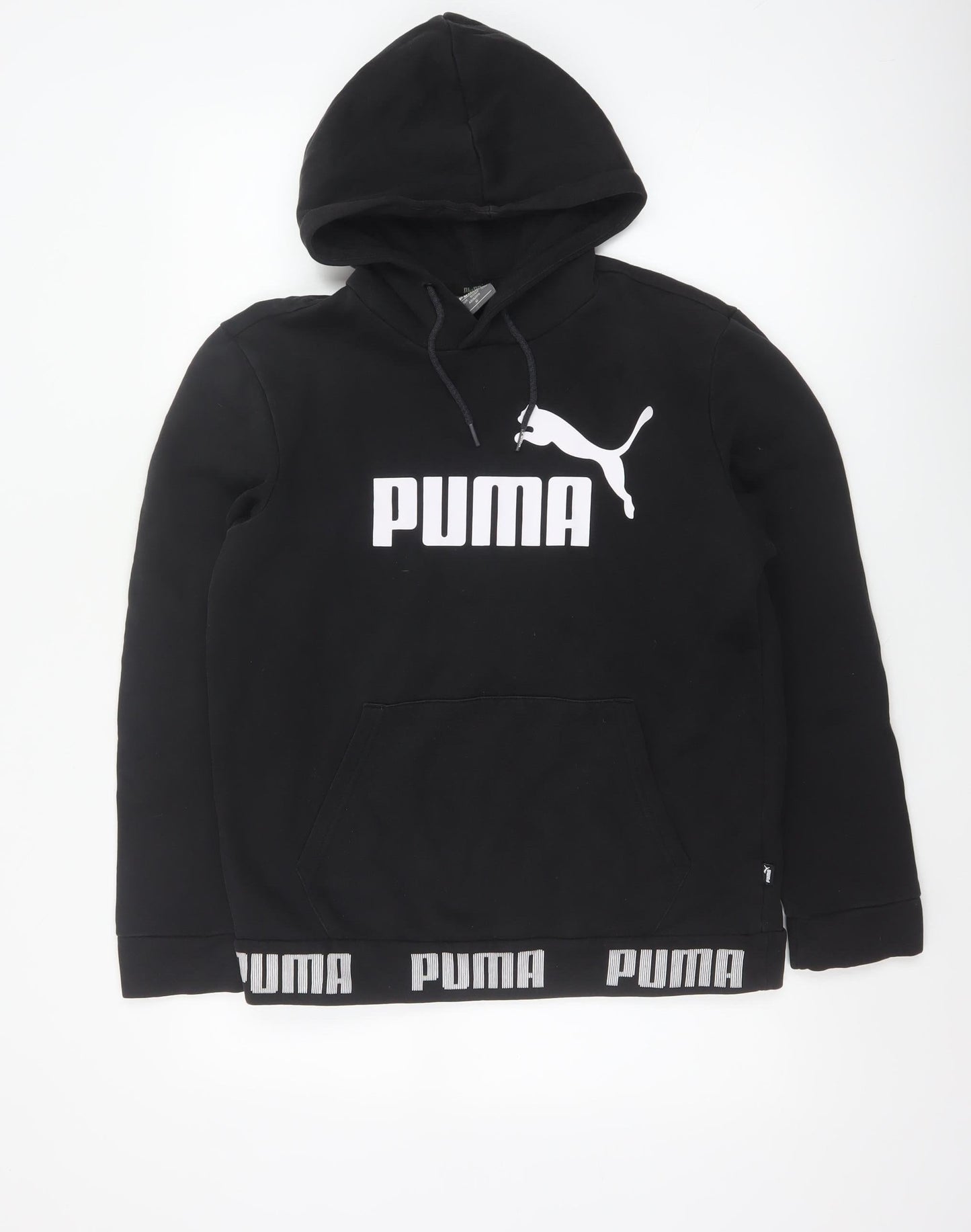 Puma Womens Black M Pullover Hoodie Logo Graphic Pocket Sweatshirt