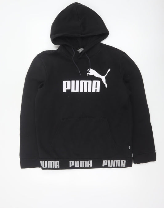 Puma Womens Black M Pullover Hoodie Logo Graphic Pocket Sweatshirt