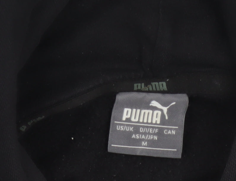 Puma Womens Black M Pullover Hoodie Logo Graphic Pocket Sweatshirt