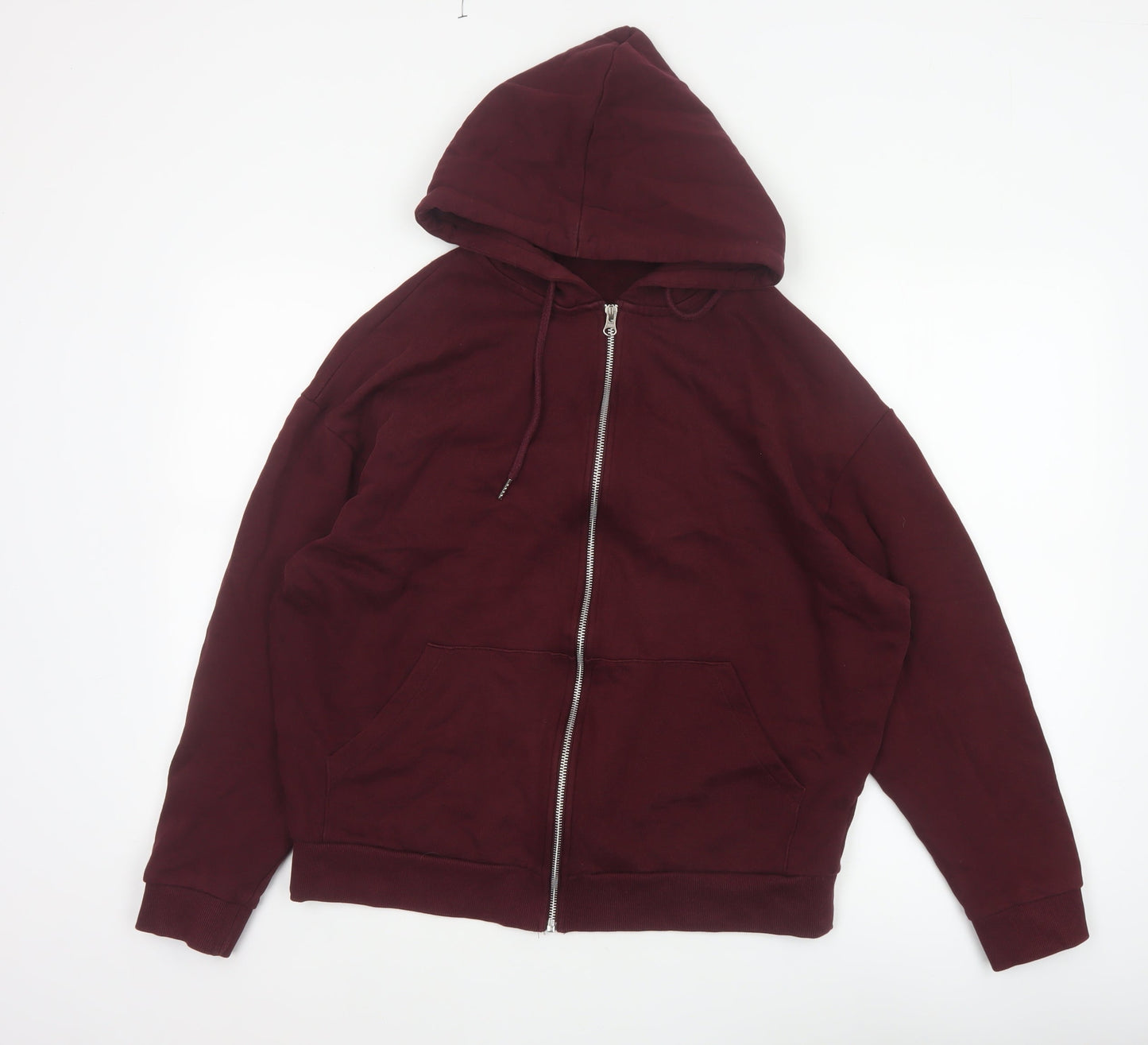 ASOS Design Men Red M Full Zip Hooded Fleece Hoodie Pockets