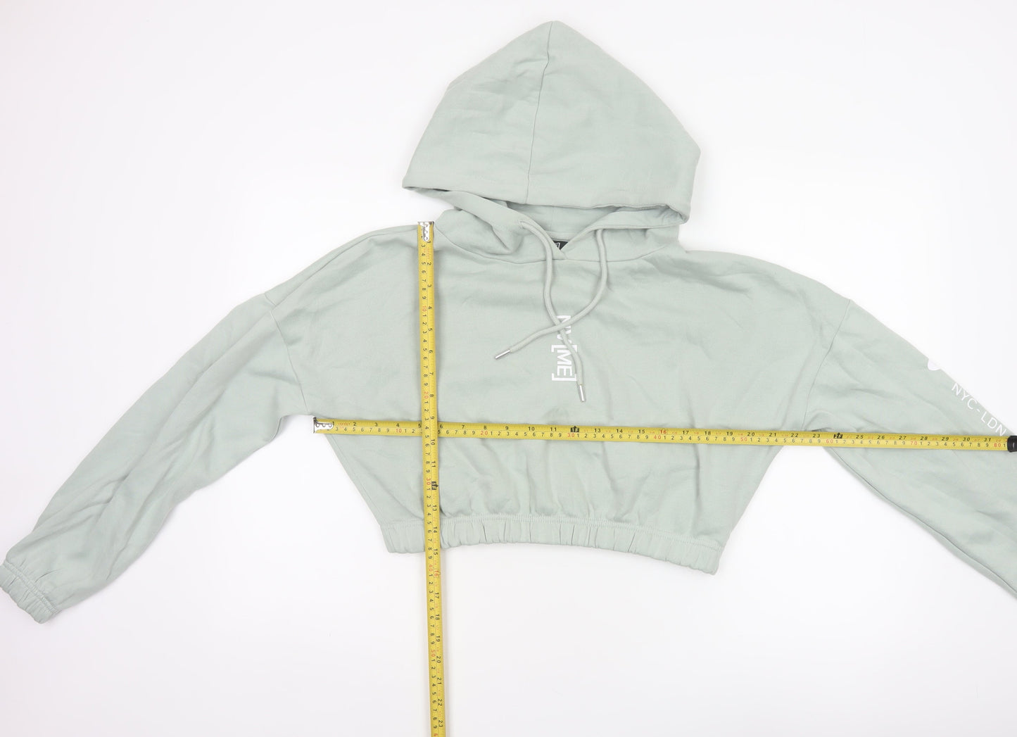NVME Women’s Mint Green Cropped Oversized Pullover Hoodie Size M