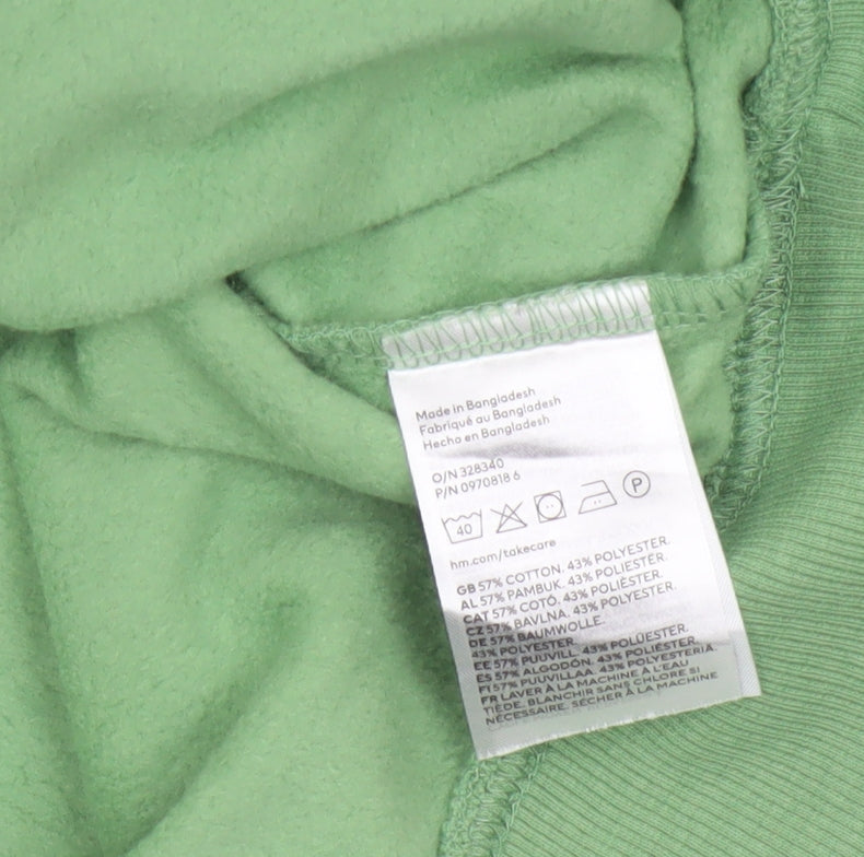 H&M Men’s Green Size S Relaxed Fit Crew Neck Fleece Sweatshirt
