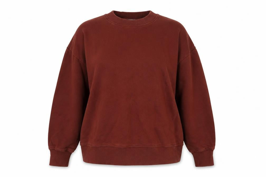 Front view of COS Women's Brown S Pullover Crew Neck 100% Cotton Sweatshirt