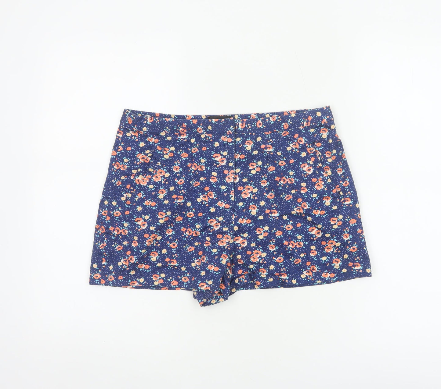 Topshop Women’s Blue Floral Stretch Shorts UK 12 Cotton
