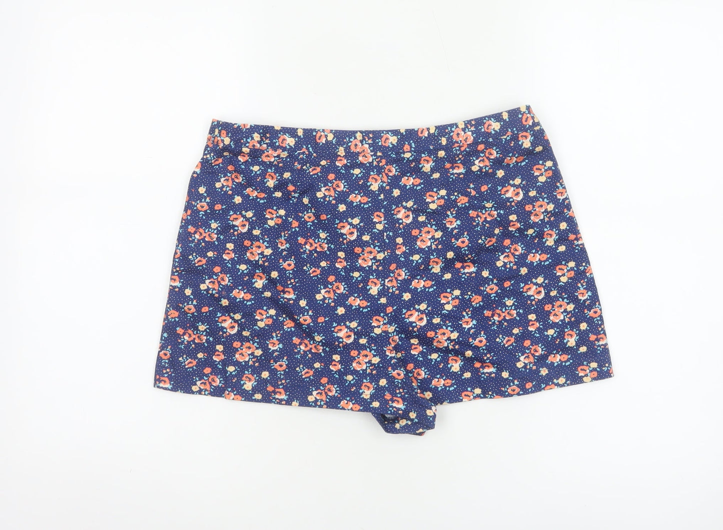 Topshop Women’s Blue Floral Stretch Shorts UK 12 Cotton
