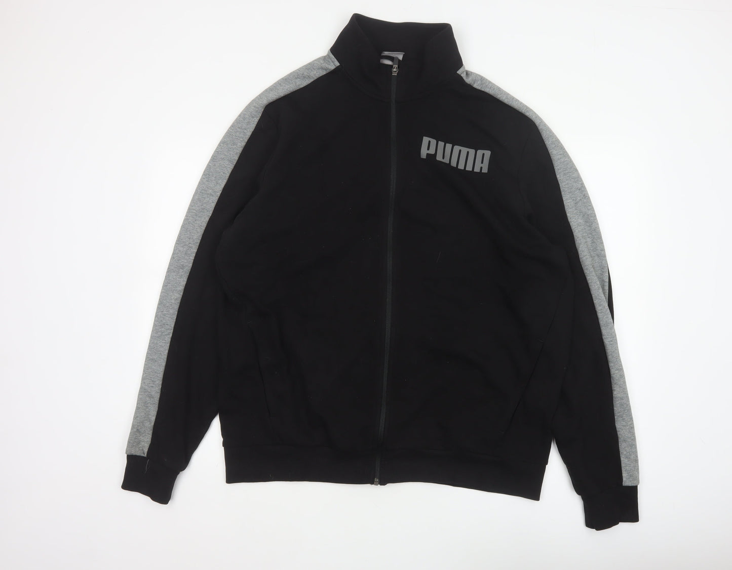 Puma Men’s Black Grey XL Full Zip Track Jacket Logo Sports