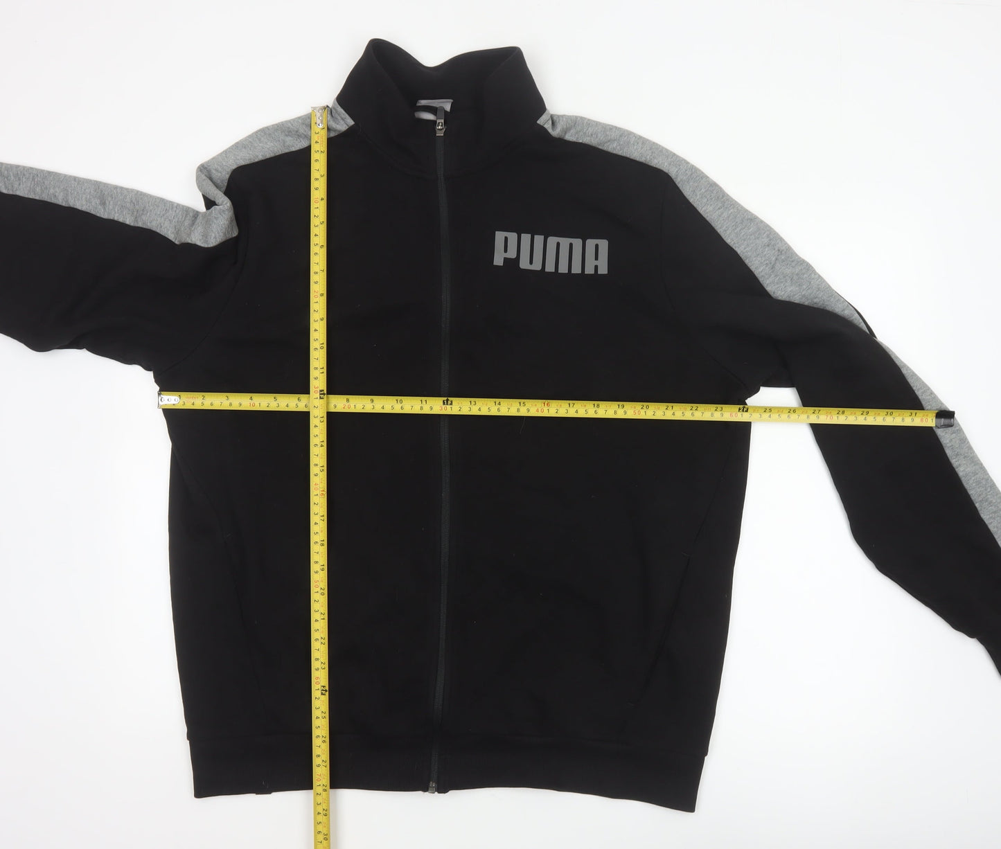 Puma Men’s Black Grey XL Full Zip Track Jacket Logo Sports